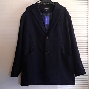 Chouyatou Women's Winter Single Breasted Long Formal Overcoat Navy Blue XXL NWT